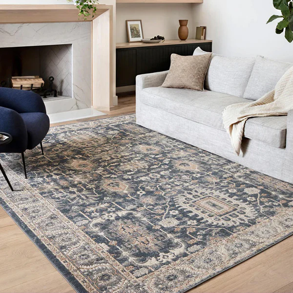 Vintage Washed Blue Area Rug, Choose Your Size