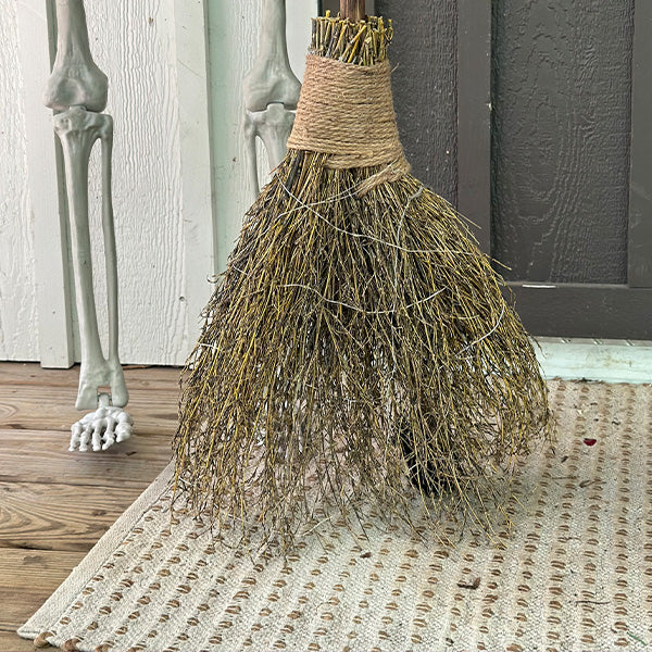 Rustic Bamboo Lit Broom with Timer