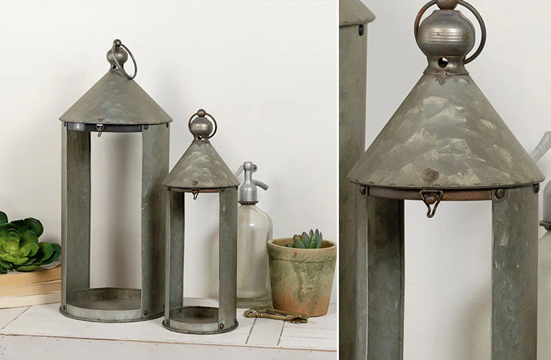 Rustic Metal Lanterns Set of 2