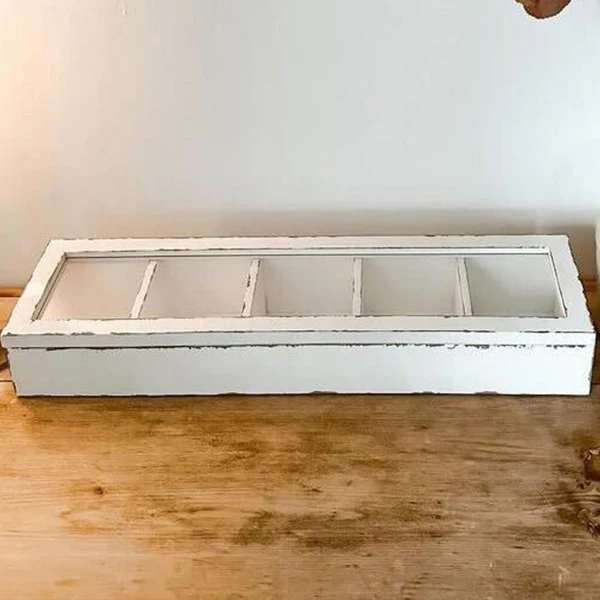 Distressed Wooden Storage Box with Cubbies