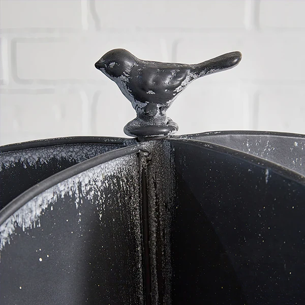 Distressed Tabletop Caddy with Bird Finial