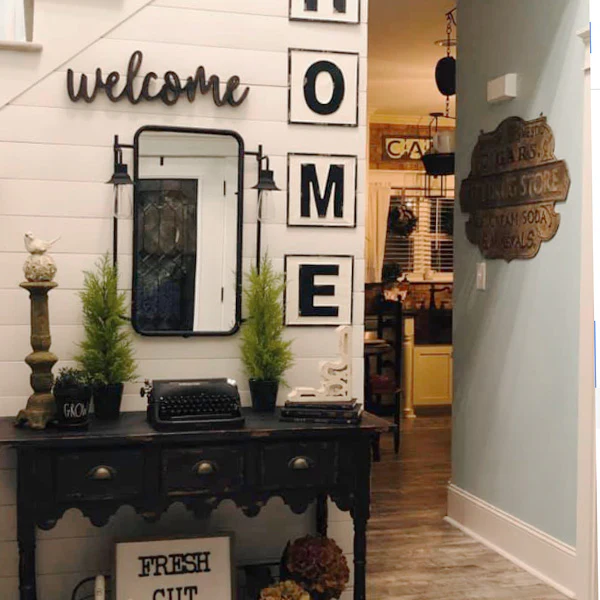 Wall Mirror with Hanging Lamps