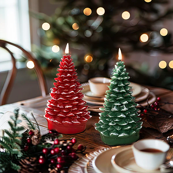 Pinecone Tree LED Candles, Set of 2