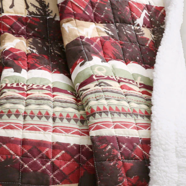 Reversible Holiday Lodge Sherpa Throw