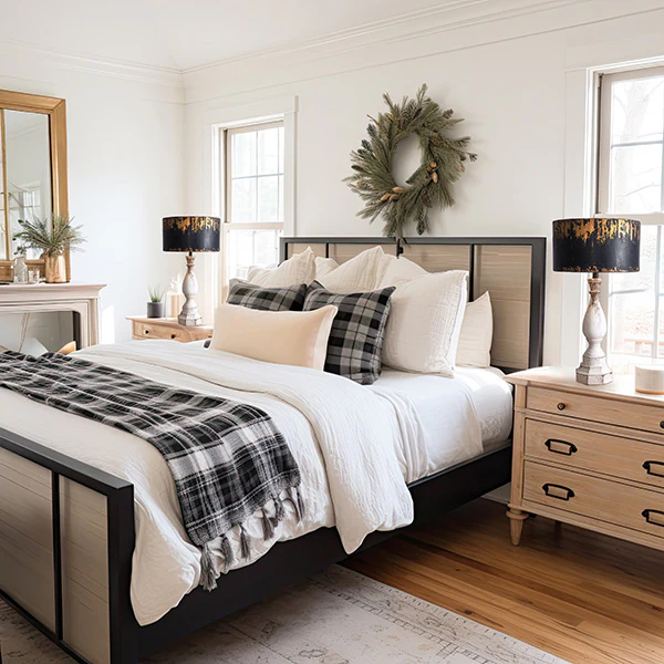 Paint Splatter Shade Weathered End Table Lamp