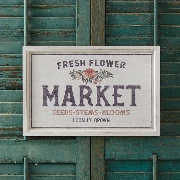 Fresh Flower Market Framed Wooden Sign
