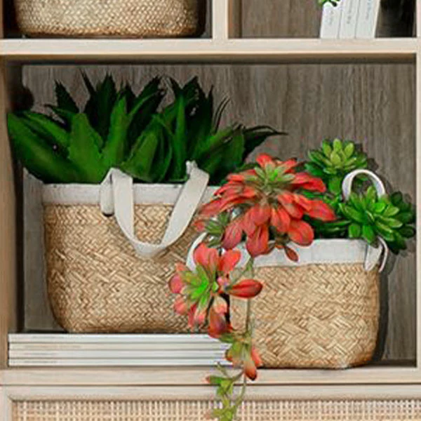 Cement Basket Planters, Set of 2