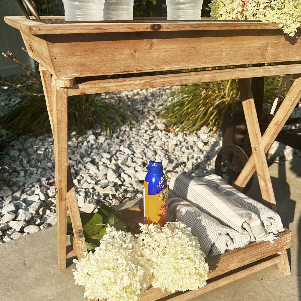 Indoor/Outdoor Folding Table with Removable Metal Tray