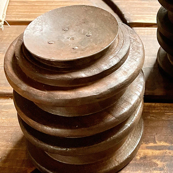 FOUND Repurposed Yarn Spool Antique Candle Holders, Set of 2