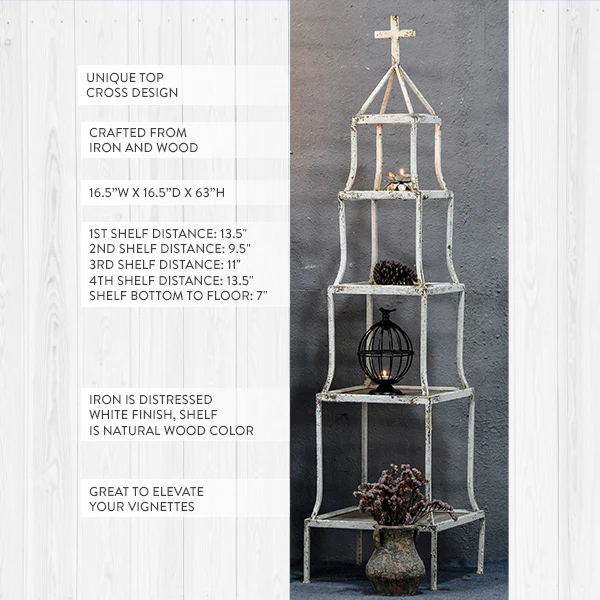 Cross Accent Four Tiered Shelving Unit