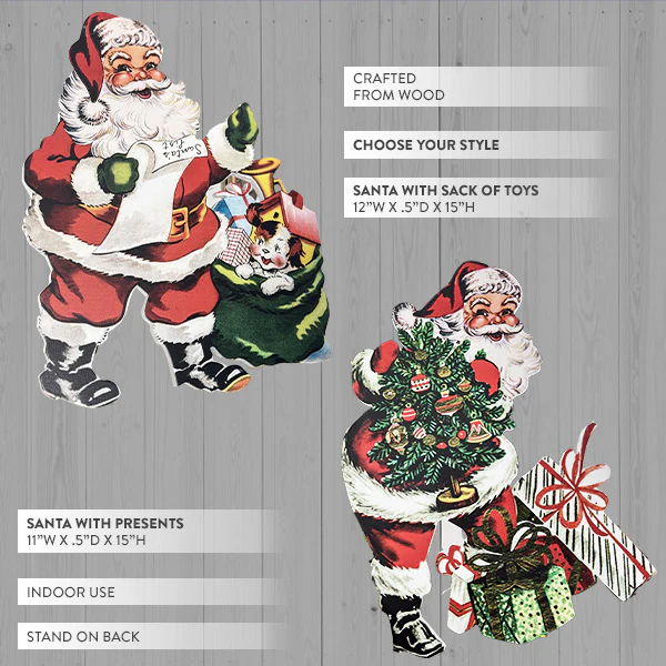 Jolly Standing Santa Wood Cutout, Choose Your Style