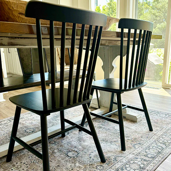 Black Spindle Back Dining Chairs, Set of 2