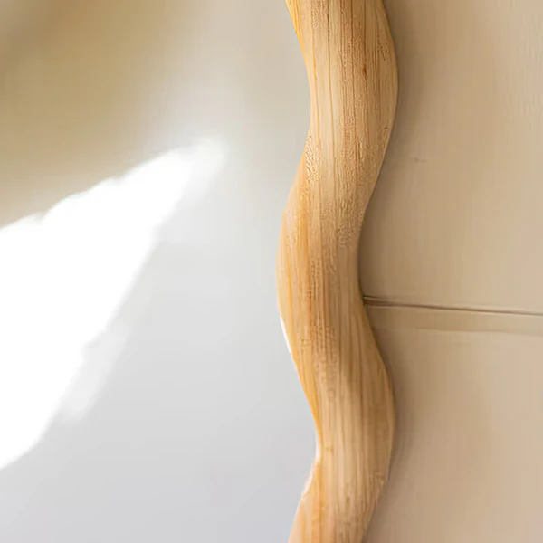 Wavy Modern Wood Framed Mirror