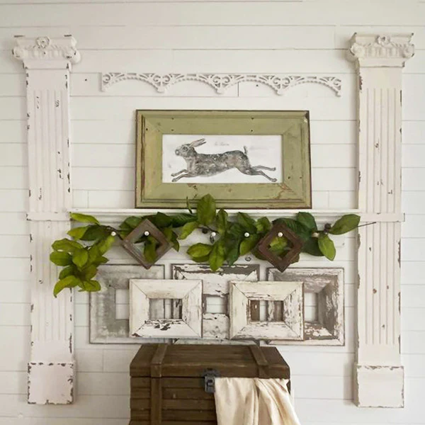 78 Inch High Distressed Wooden Decorative Column