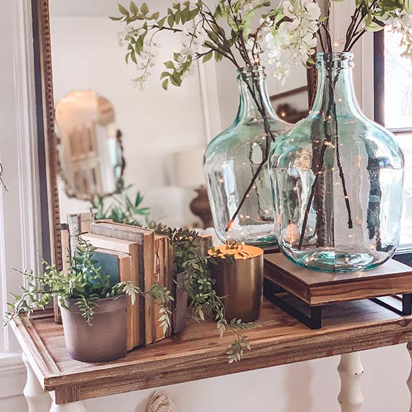 Whitewashed and Natural Wooden Console Table