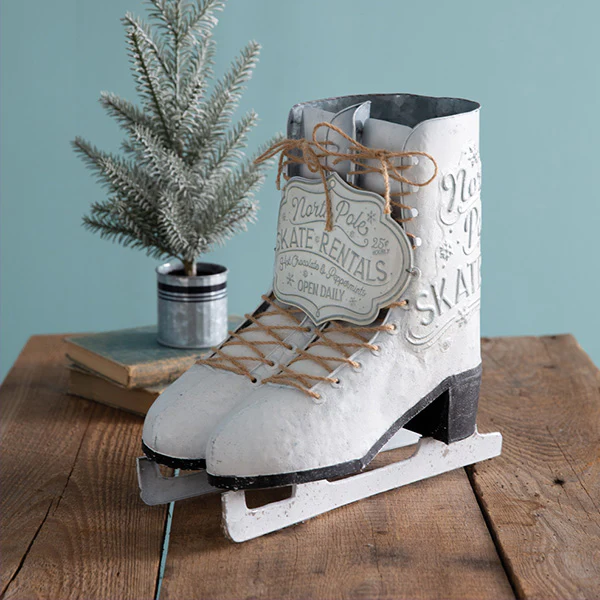 North Pole Ice Skates Planter