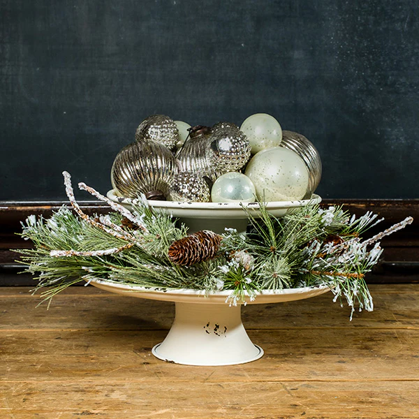 Chippy White Metal Pedestals, Set of 2