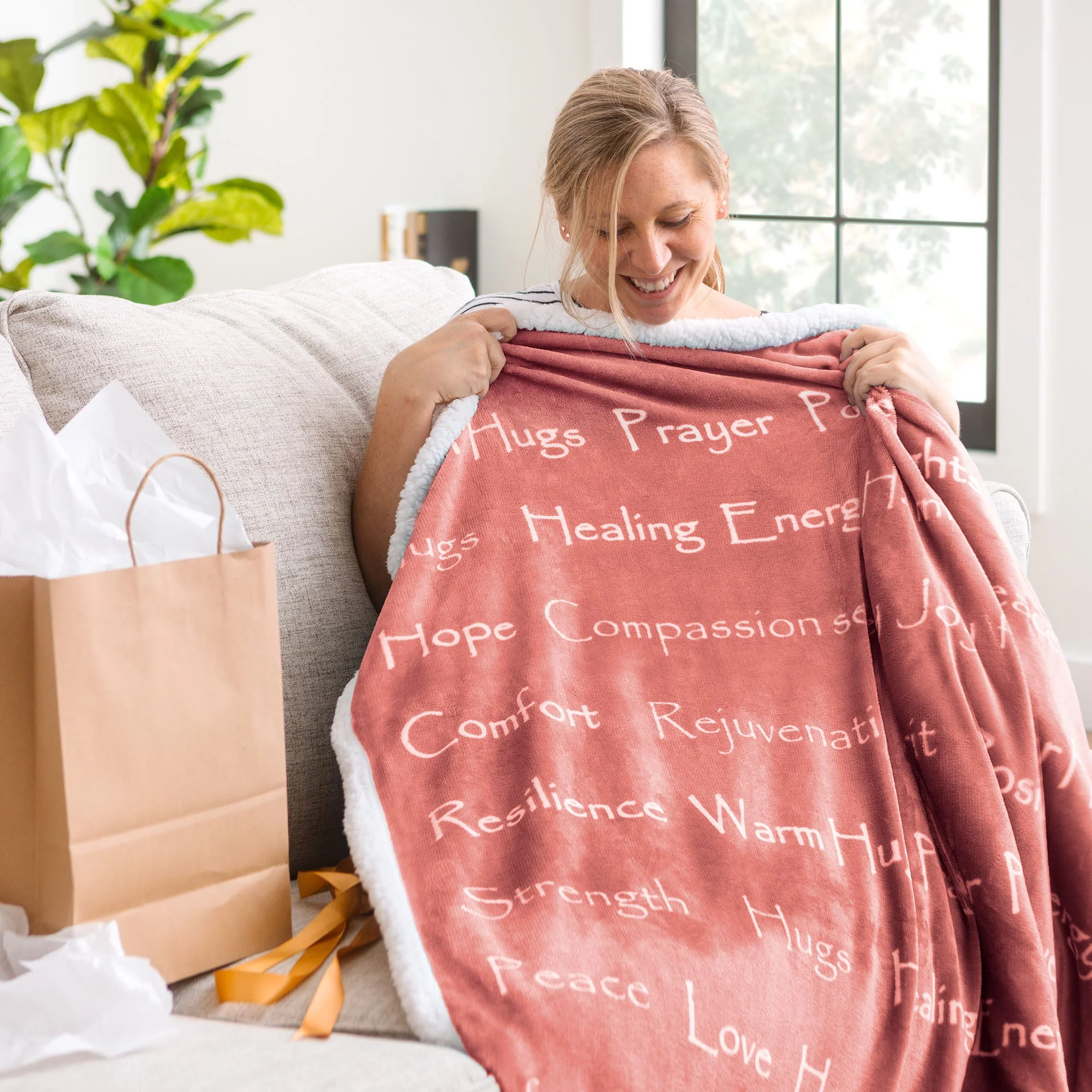 Gift Faux Fur Comfort Words Throw Blanket