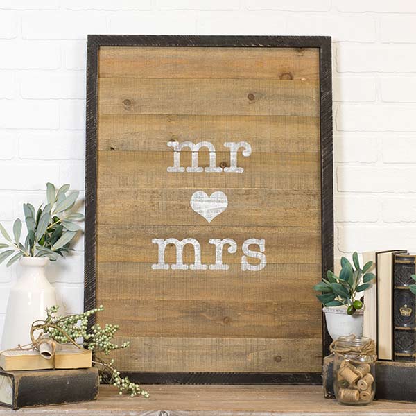 Wood Plank Mr. & Mrs. Wall Sign