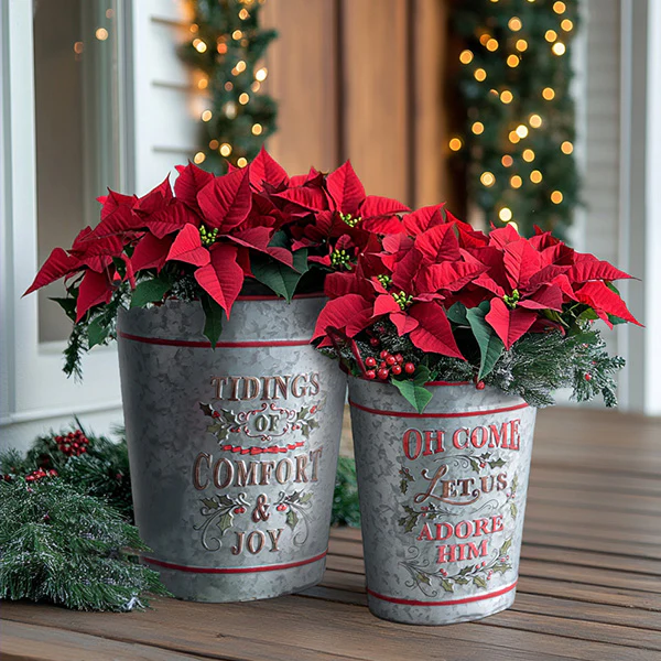 Metal Christmas Storage Containers, Set of Two, Choose Your Style