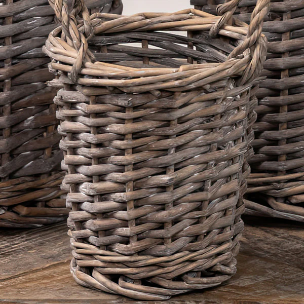 Grey Washed Willow Baskets, Set of Three