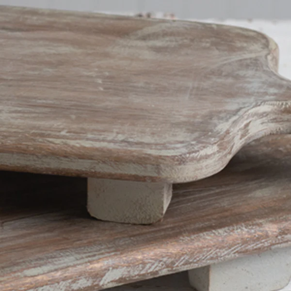 Distressed Wood Cutting Board with Handle Risers, Set of 2