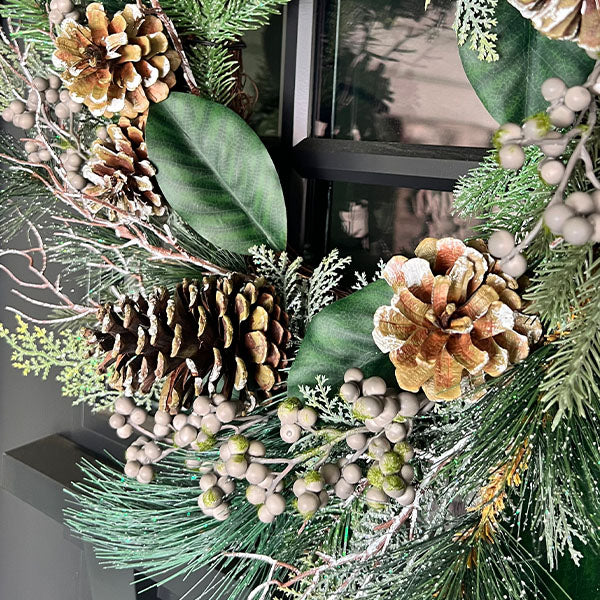 Lifelike Magnolia, Juniper and Pine Wreath