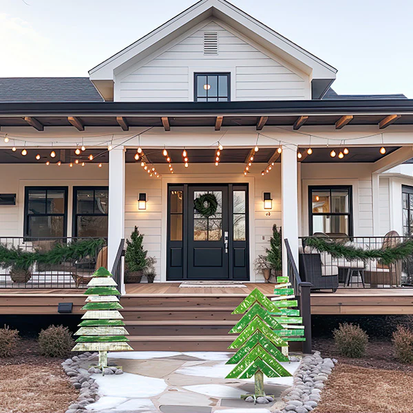 Recycled Wooden Christmas Trees, Set of 3