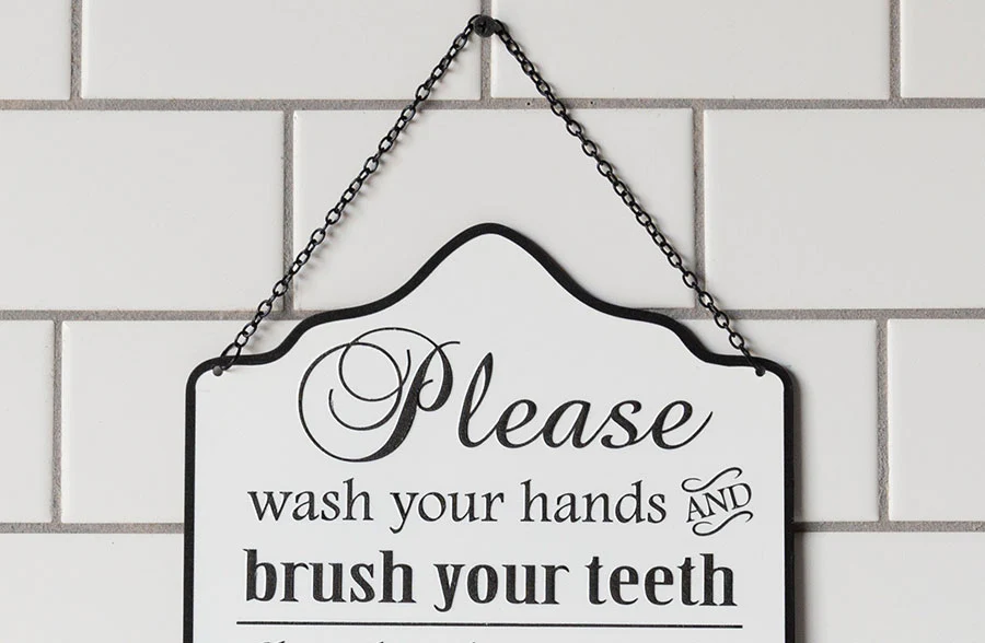 Hanging Enamel Bathroom Rules Sign