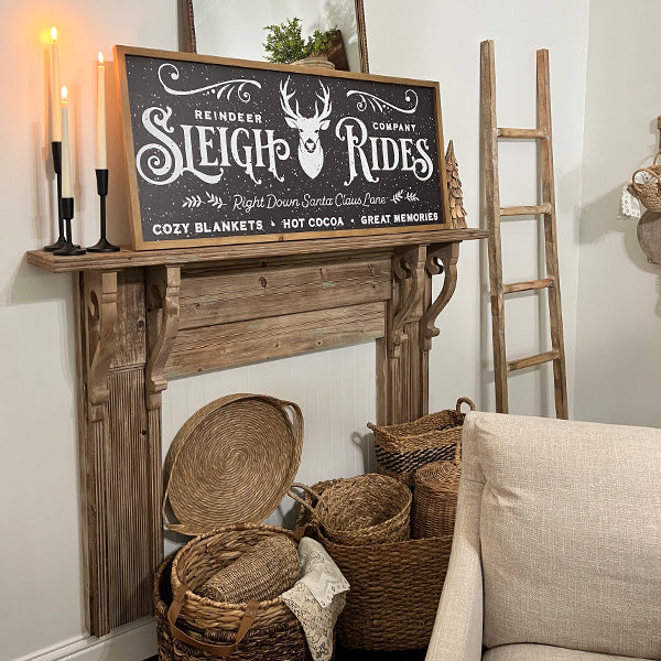 Vintage Inspired Sleigh Rides Christmas Sign