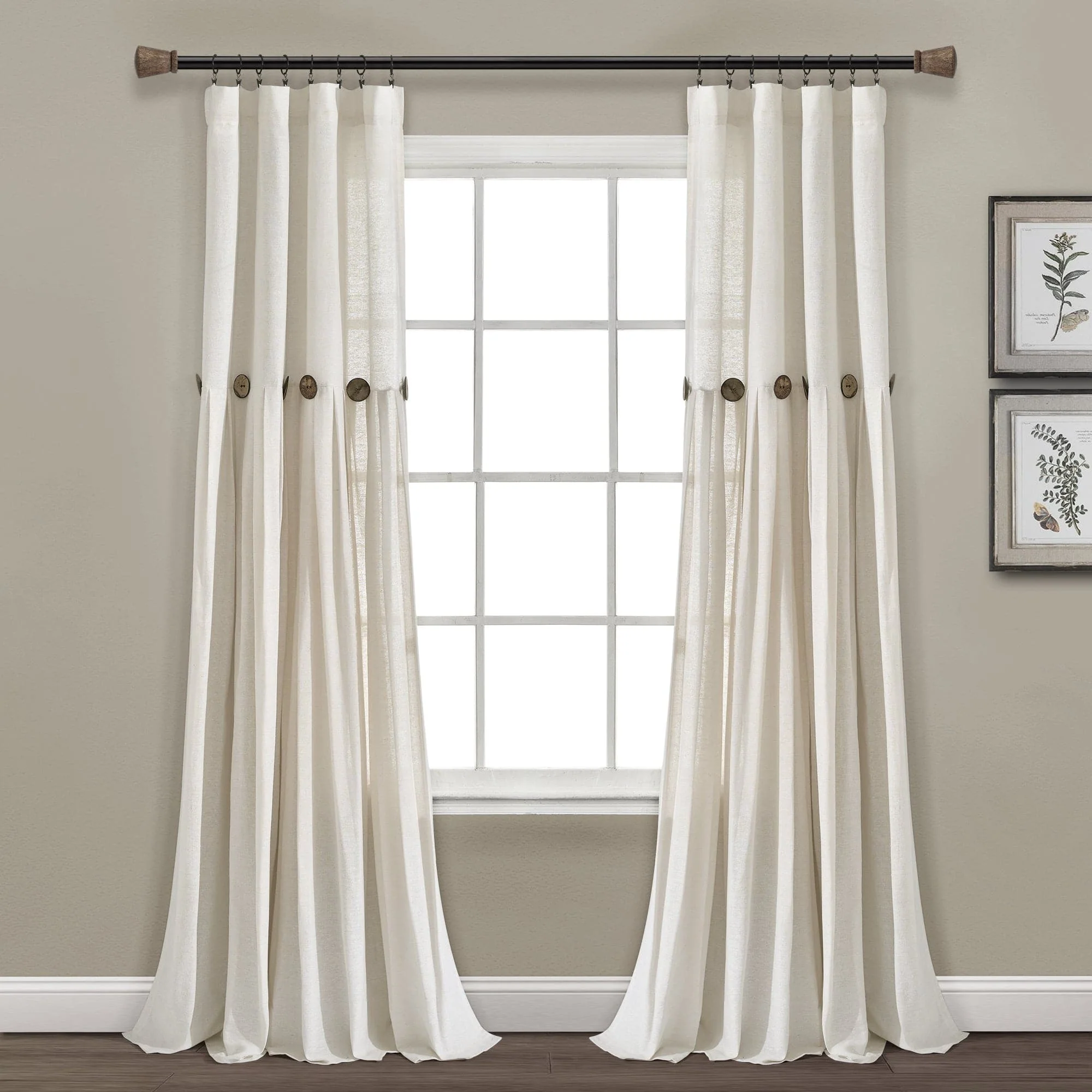 Linen Button Window Curtain Panel