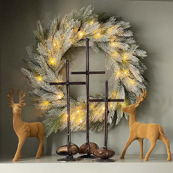 Reclaimed Rustic Metal Crosses, Set of 3