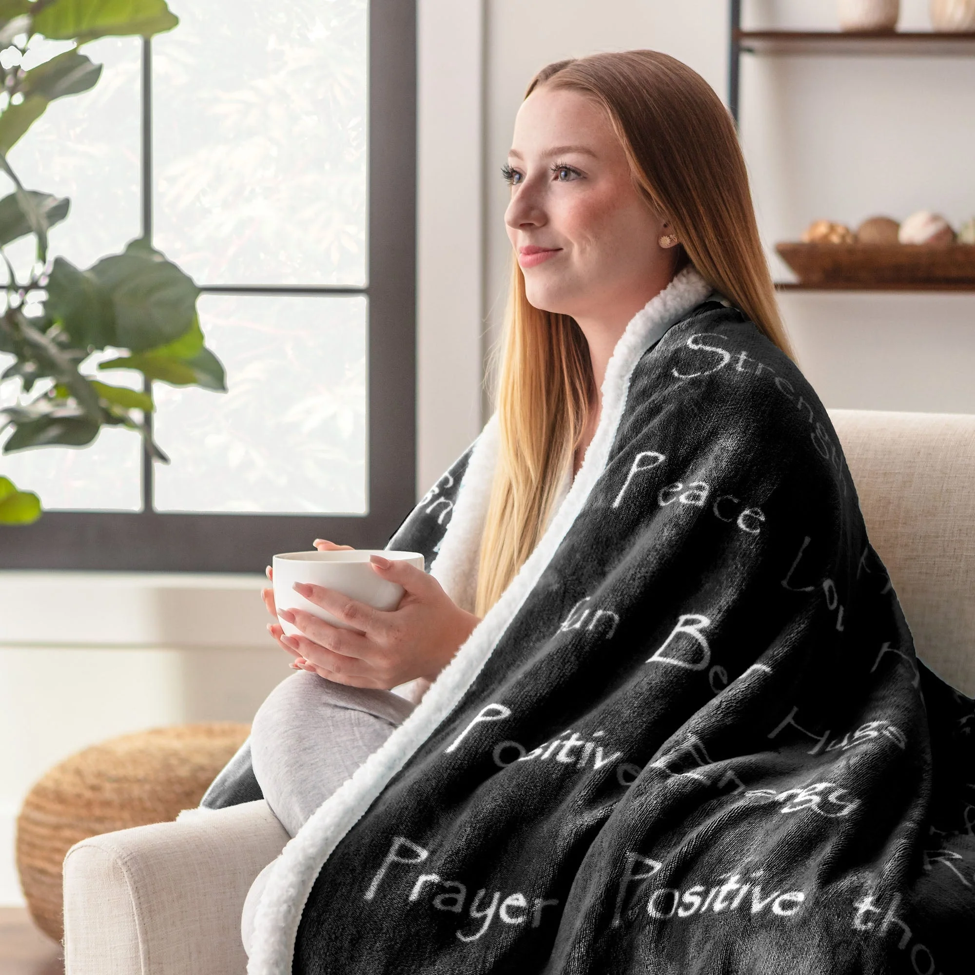Gift Faux Fur Comfort Words Throw Blanket