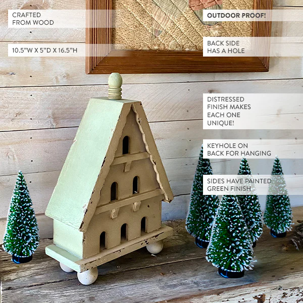 Decorative Distressed Outdoor Wood Birdhouse