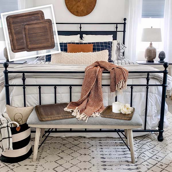 Square Wooden Nesting Trays, Set of 2