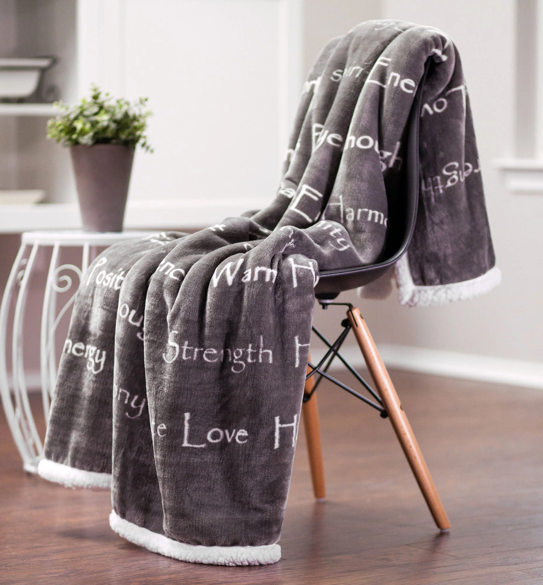 Gift Faux Fur Comfort Words Throw Blanket