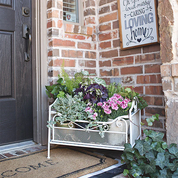 French Country Metal Garden Planter Display