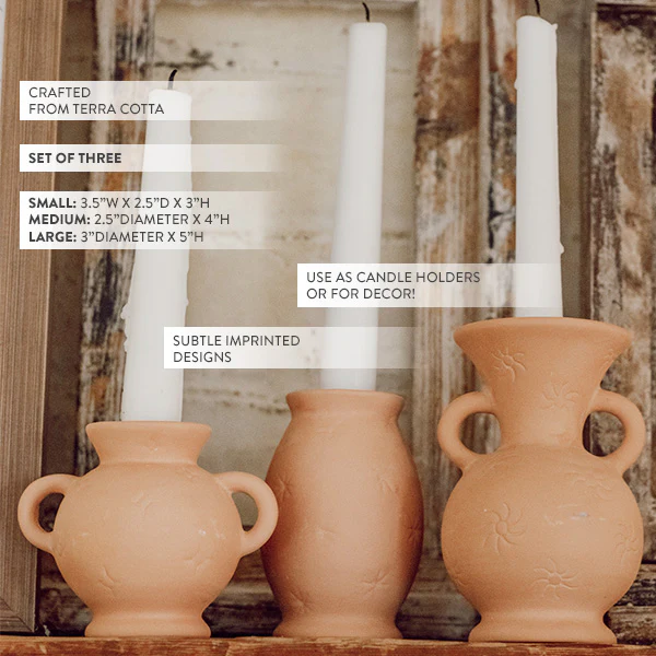 Terra Cotta Pot Candle Holders, Set of 3
