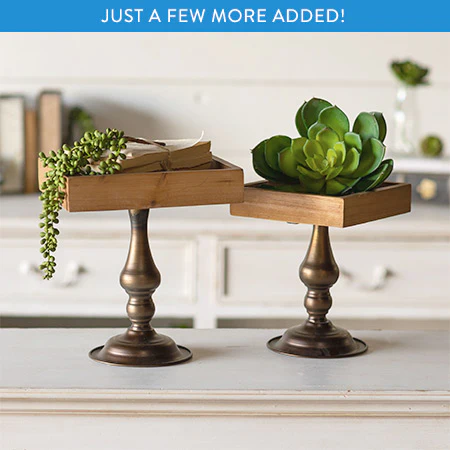 Wood and Metal Pedestal Risers, Set of 2