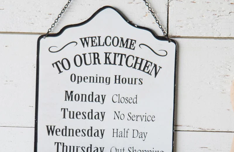 Welcome To Our Kitchen Enamel Sign