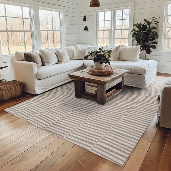Striped Pattern Hand Tufted Area Rug, Pick Your Color/Size