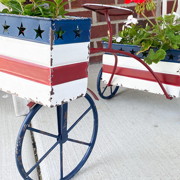 Patriotic Metal Trike Planter