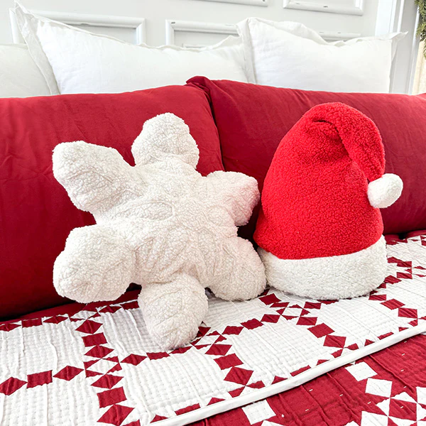 18 Inch Sherpa Snowflake Shaped Pillow