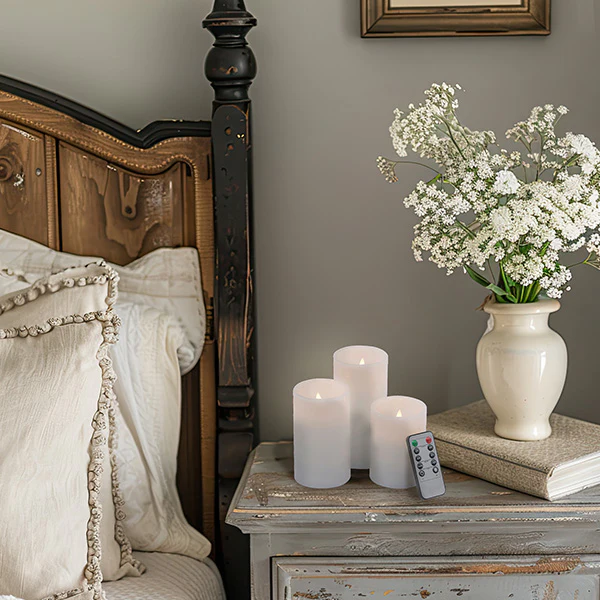 Flickering Flameless Candles with Remote, Set of 3 | Choose Your Color