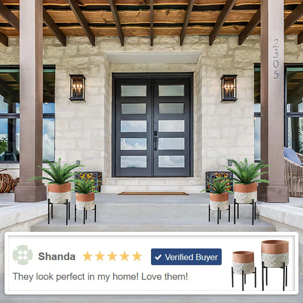 Floral Embossed Plant Stands, Set of 2