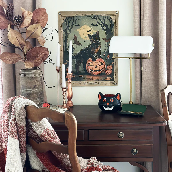 Spooky Black Cat Canvas