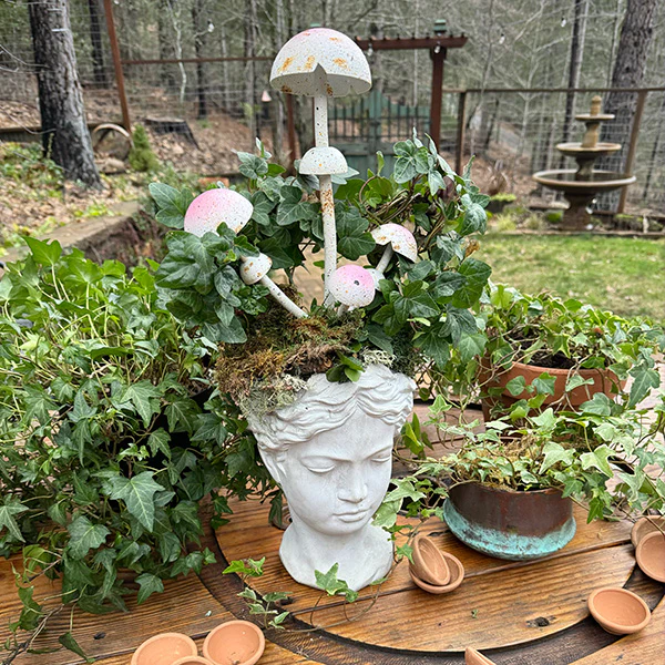 Iron Hand-painted Mushroom Garden Stake