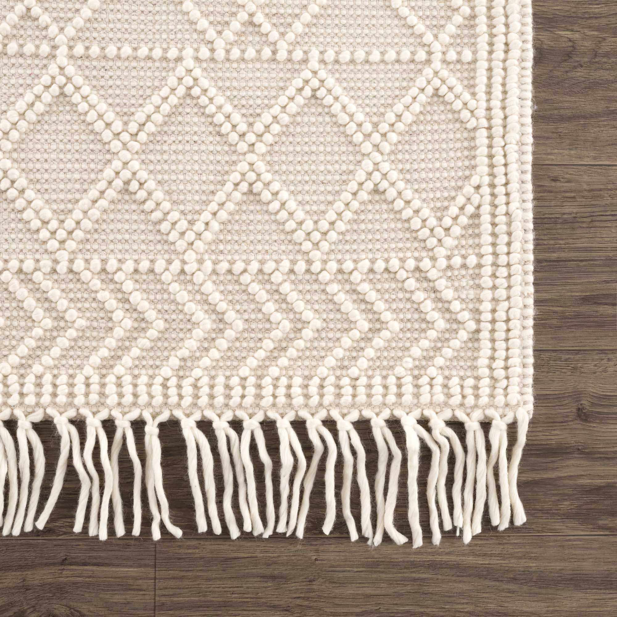 Traditional Beige Trellis Wool Rug