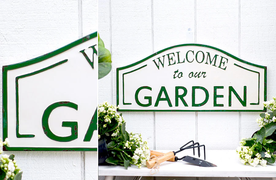 Welcome To Our Garden Embossed Metal Sign