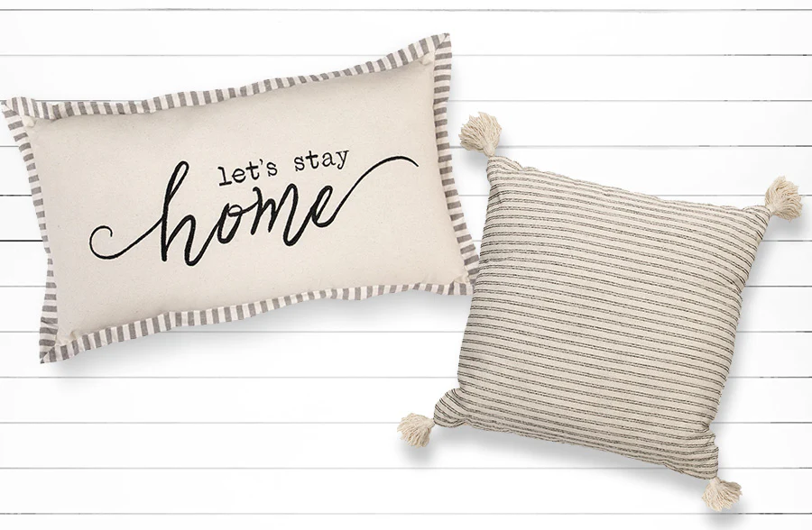 Soft Striped Detail Pillows with Insert, Pick Your Style